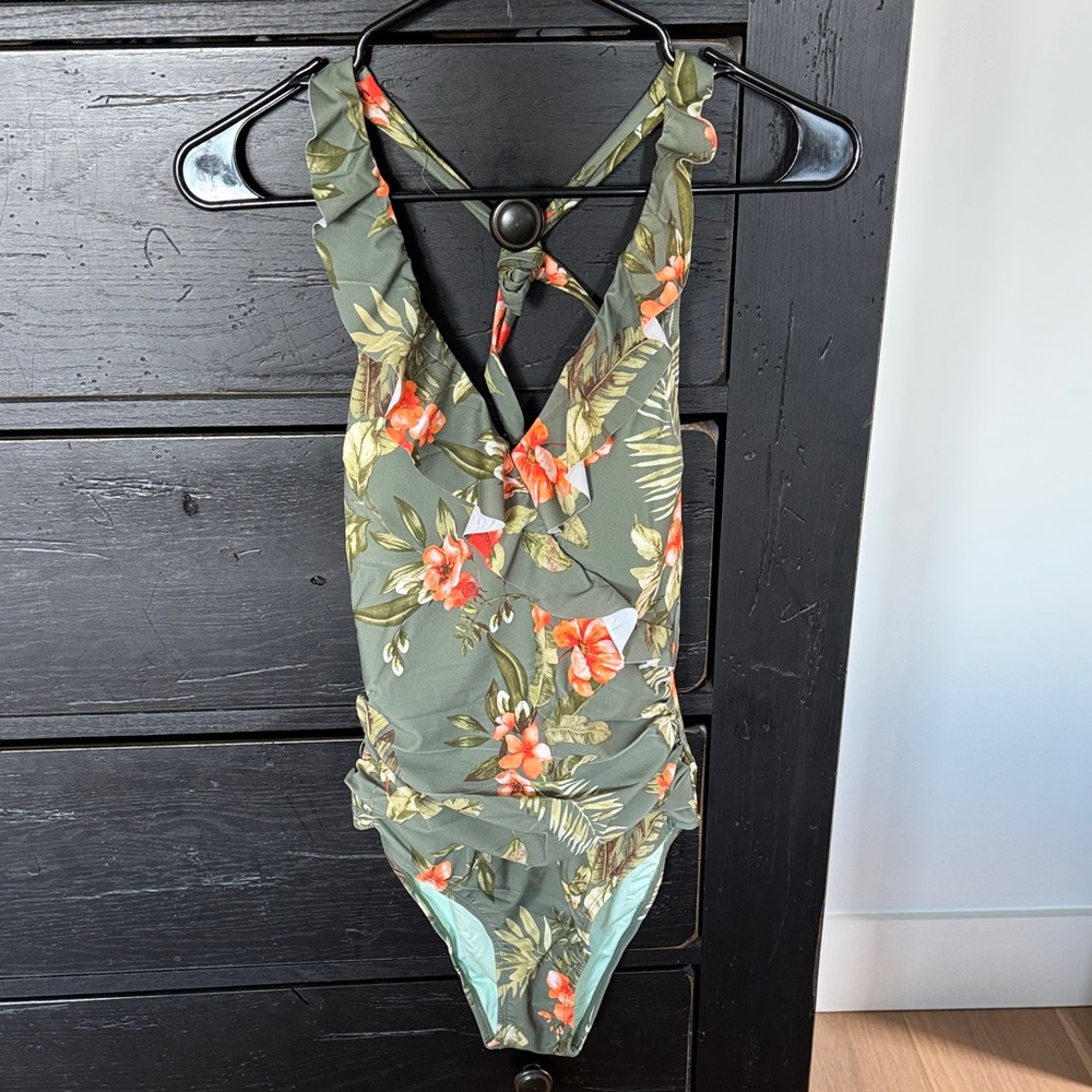 Cupshe Olive Floral One Piece Swimsuit
